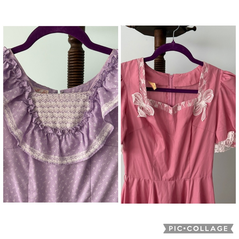 ✨ Vintage Prairie Square Dance Dress Bundle Lace Ruffle Cottagecore XS - Picture 7 of 11